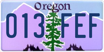 OR license plate 013FEF