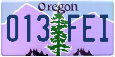 OR license plate 013FEI