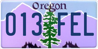 OR license plate 013FEL
