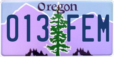 OR license plate 013FEM