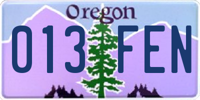 OR license plate 013FEN