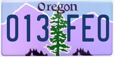 OR license plate 013FEO