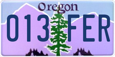 OR license plate 013FER