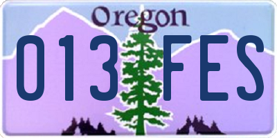 OR license plate 013FES