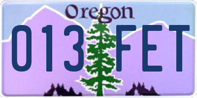 OR license plate 013FET