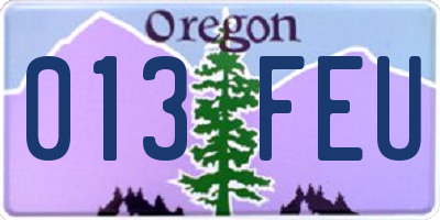 OR license plate 013FEU