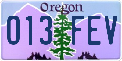 OR license plate 013FEV
