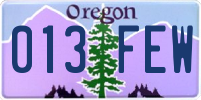 OR license plate 013FEW