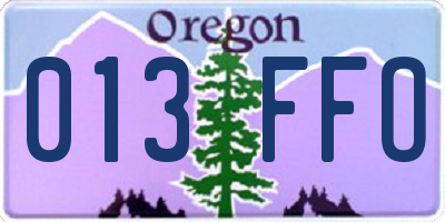 OR license plate 013FFO
