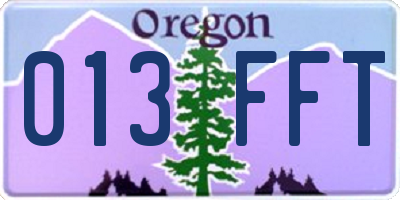 OR license plate 013FFT