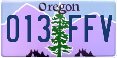 OR license plate 013FFV