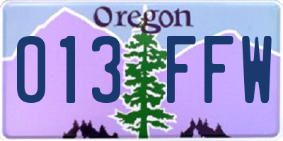 OR license plate 013FFW