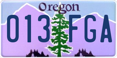 OR license plate 013FGA