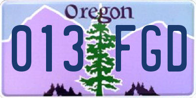OR license plate 013FGD