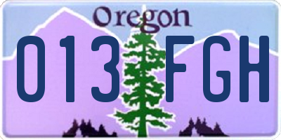 OR license plate 013FGH
