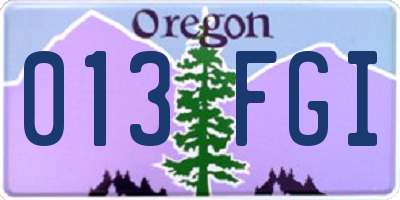 OR license plate 013FGI
