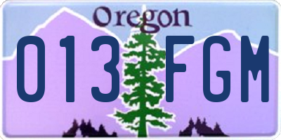 OR license plate 013FGM
