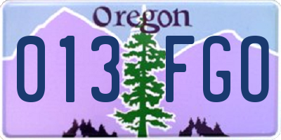 OR license plate 013FGO