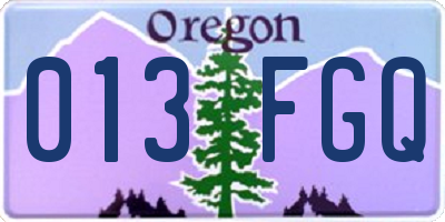 OR license plate 013FGQ