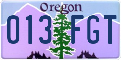 OR license plate 013FGT