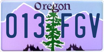 OR license plate 013FGV