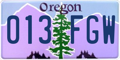 OR license plate 013FGW