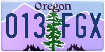 OR license plate 013FGX