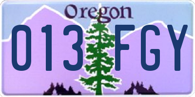 OR license plate 013FGY