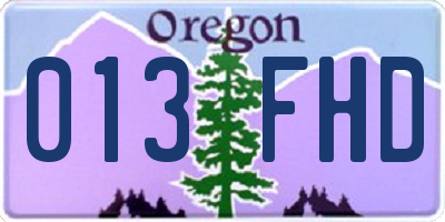 OR license plate 013FHD