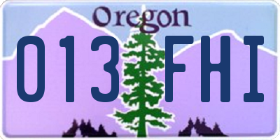 OR license plate 013FHI
