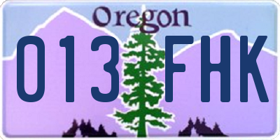 OR license plate 013FHK