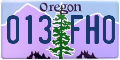 OR license plate 013FHO