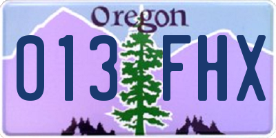 OR license plate 013FHX