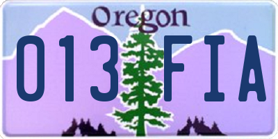 OR license plate 013FIA