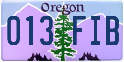 OR license plate 013FIB
