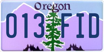 OR license plate 013FID