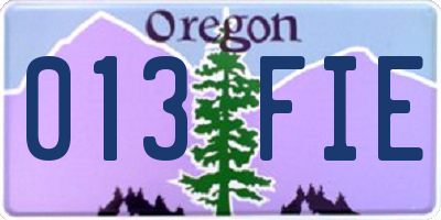 OR license plate 013FIE