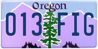 OR license plate 013FIG