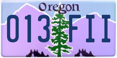 OR license plate 013FII