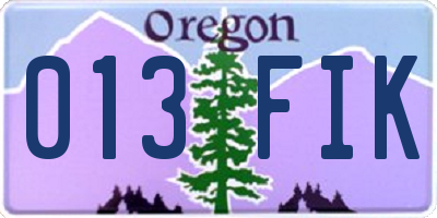 OR license plate 013FIK