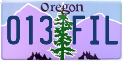 OR license plate 013FIL