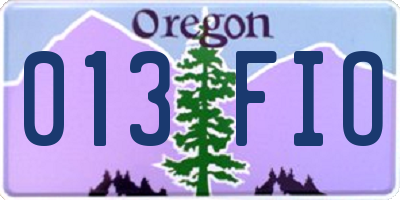 OR license plate 013FIO