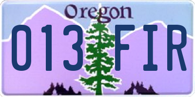 OR license plate 013FIR