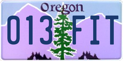 OR license plate 013FIT