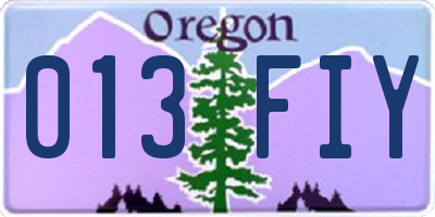 OR license plate 013FIY