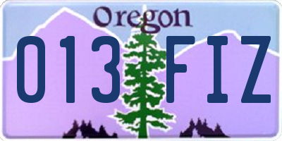 OR license plate 013FIZ