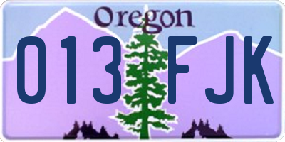 OR license plate 013FJK