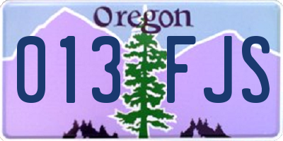 OR license plate 013FJS