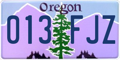 OR license plate 013FJZ