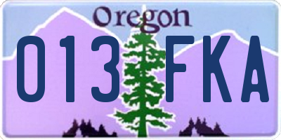 OR license plate 013FKA